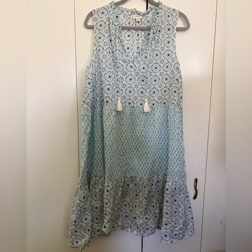 J. Crew Blue and White Printed Sundress (see flaw)